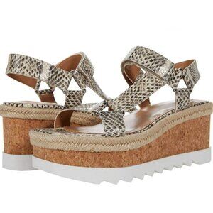 NEW Marc Fisher Leather Platform Sandals Gylian2 Grey‎ Animal Print Size  9.5